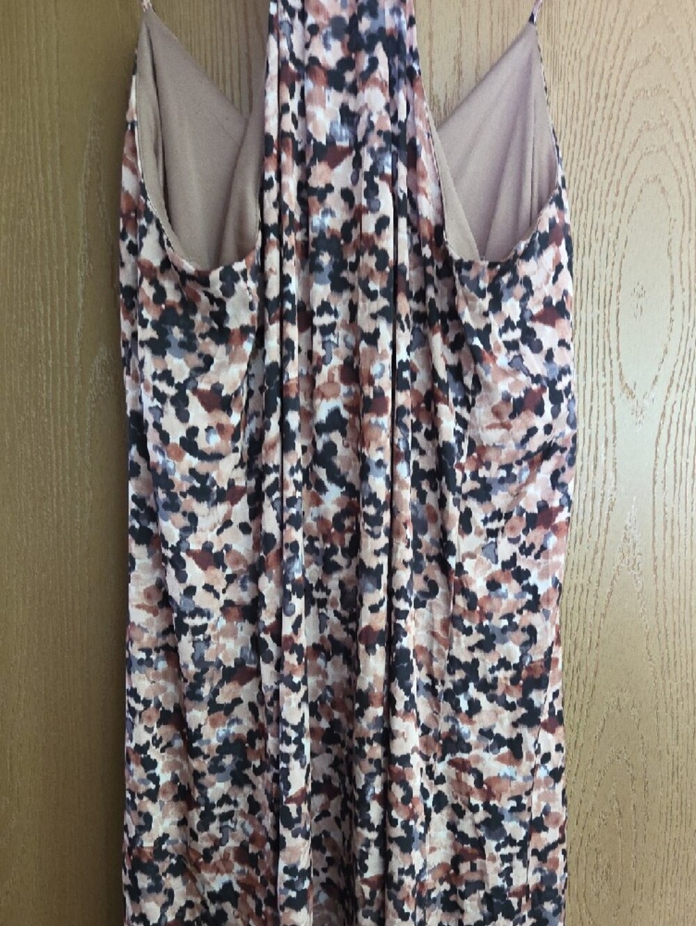 Nicole Miller Spaghetti Strap Maxi Dress in Blush Pink and Black Floral Print - Picture 5 of 5